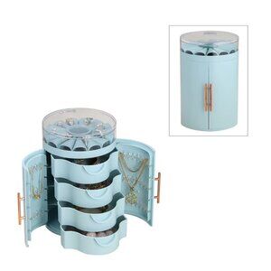 NEW - Blue 5 Layer Jewelry Storage Box for Women